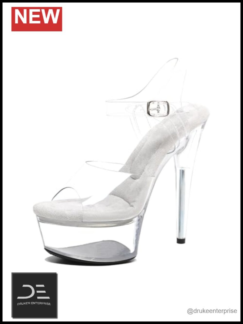 Women's 6in Clear Platform Heels Ankle-Strap Stiletto Pole Dance Exotic Sandals